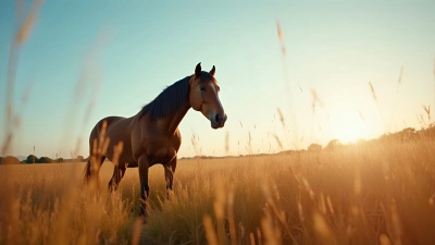 Majestic Horse Standing in Golden Grasses
