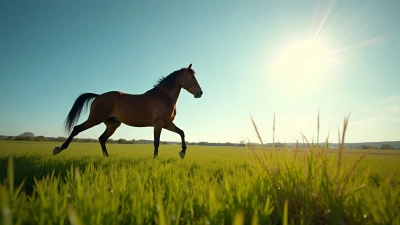 Majestic Horse Walking Through Green Fields