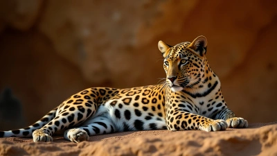 Majestic Leopard Resting on Brown Surface