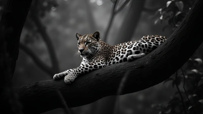Majestic Leopard Resting On Tree Branch