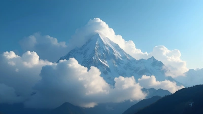 Majestic Mountain Peak with Clouds Under Blue Sky
