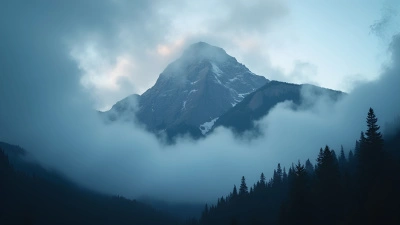 Majestic Mountain Peak in Foggy Forest