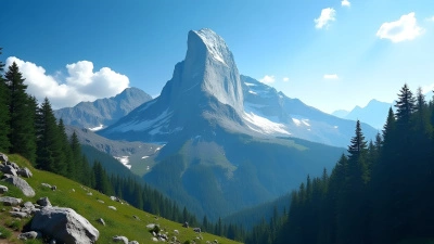 Majestic Mountain Peak With Lush Green Forests