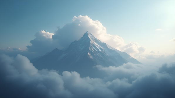 Majestic Mountain Peak with Swirling Clouds