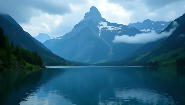 Majestic Mountain Towering Beside Calm Lake