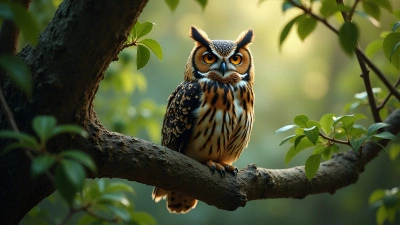 Majestic Owl Perched On Tree Branch