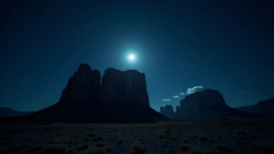 Majestic Rock Formation Under Moonlit Starry Sky
