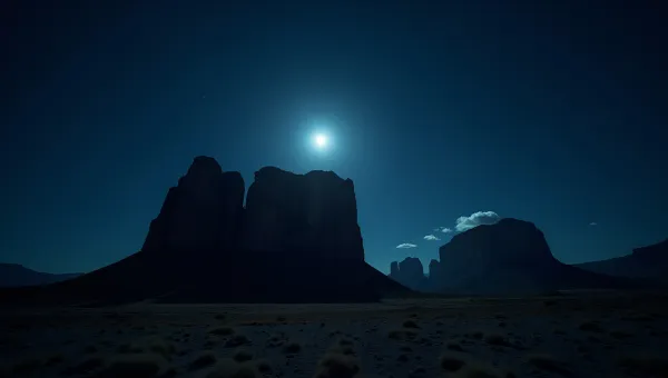 Majestic Rock Formation Under Moonlit Starry Sky