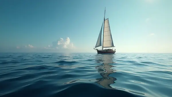 Majestic Sail Ship Gliding on Calm Ocean