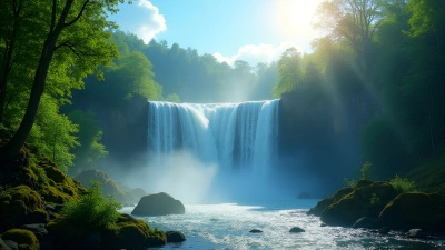 Majestic Waterfall Amidst Lush Green Trees