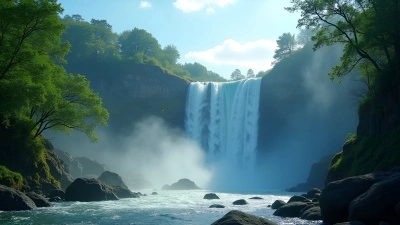 Majestic Waterfall Among Lush Green Trees