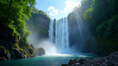 Majestic Waterfall Cascading Over Rocky Cliffs