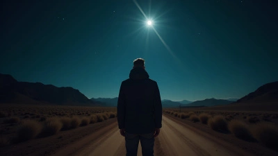 Man in Black Jacket on Dirt Road at Night