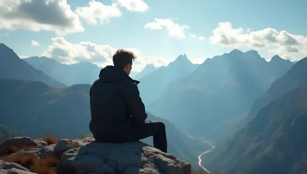 Man in Black Jacket Viewing Majestic Mountains