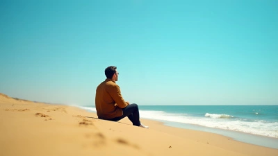 Man in Brown Jacket Sitting on Sandy Beach