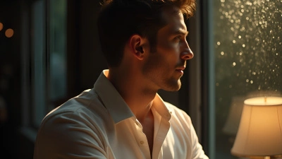Man In Crisp White Shirt Through Rainy Window