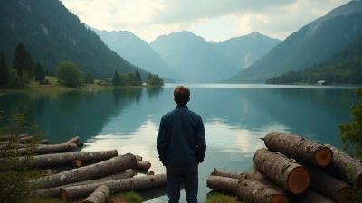 Man Next to Tree Logs by Calm Lake