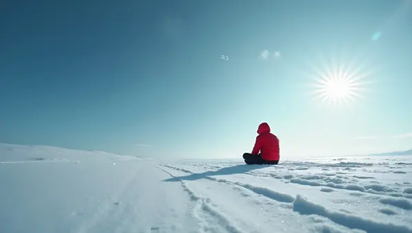Man in Red Jacket Sitting on Snowy Field