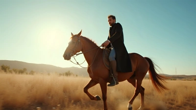 Man Riding Brown Horse Through Rural Landscape