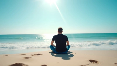 Man Sitting Peacefully On Sandy Beach Shore