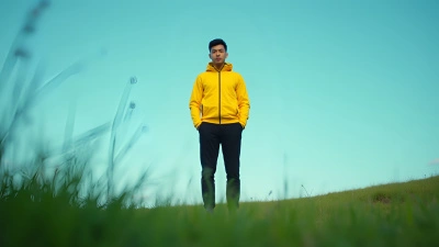 Man in Yellow Jacket on Green Grass