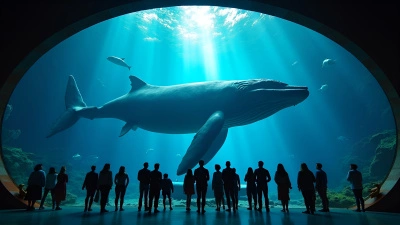Massive Blue Whale Sculpture in Underwater Museum