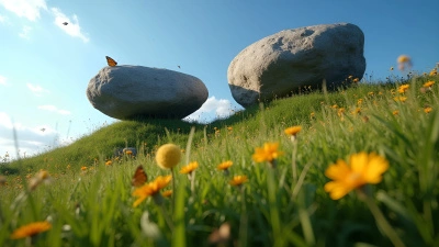 Massive Weathered Boulders on Verdant Hillside