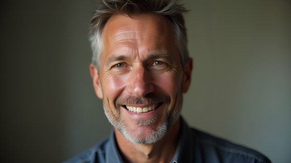 Portrait of a mature Caucasian man with friendly expression wearing casual clothing