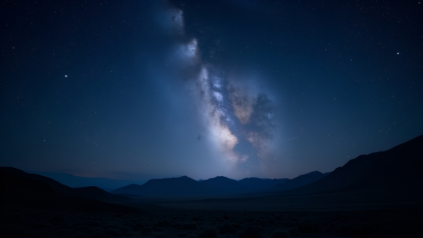 Vibrant Milky Way galaxy with countless stars above a serene dark landscape at night