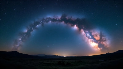 Milky Way Galaxy Over Serene Night Landscape