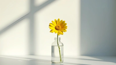 Minimalist Yellow Flower In Glass Vase