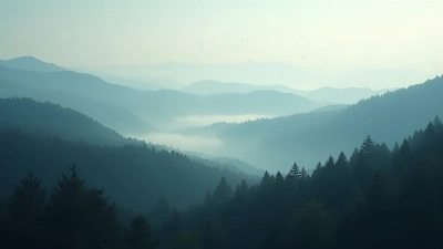 Misty Hills Behind Tall Foggy Trees