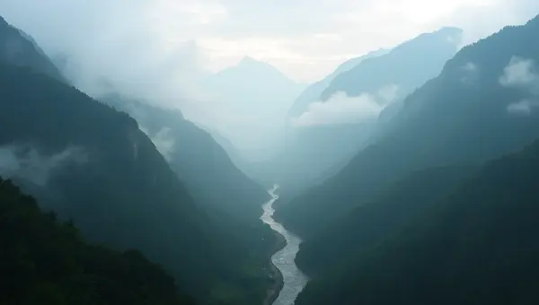 Misty Mountain Landscape With Fog And Forests