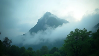 Misty Mountain Landscape with Lush Green Trees