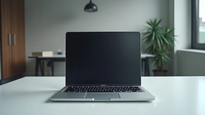 Modern Black Gray Laptop on White Desk
