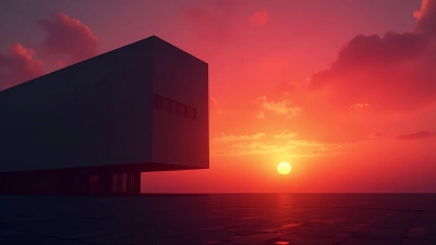 Modern Building Silhouette at Sunset Sky