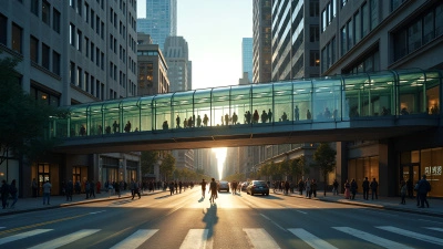 Modern Glass Pedestrian Overpass in Urban City