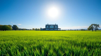 Modern Gray House in Green Field