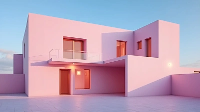 Modern Pink Concrete Building With Minimalist Design