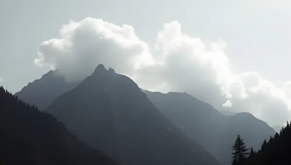 Monochrome Mountain Landscape With Dramatic Contrast