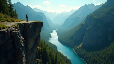 Mountain Cliff Overlooking Winding Blue Creek