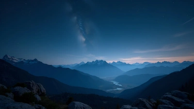 Mountain Landscape Under Star-Filled Night Sky