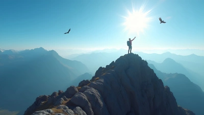 Mountain Peak Hiker Enjoying Clear Blue Sky Views