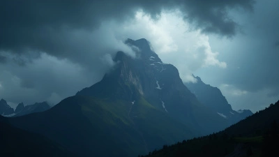 Mountain Peak Under Dark Nimbus Clouds