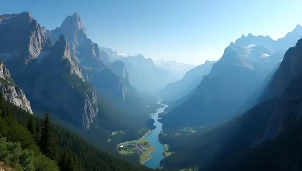 Mountain Range Aerial View With Rugged Peaks