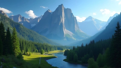 Mountain Range In National Park With Lush Forests
