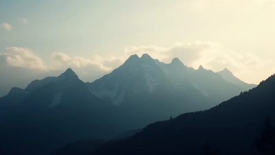 Mountain Range Silhouette Against Bright Sky