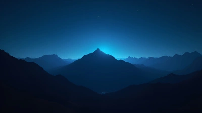 Mountain Range Silhouette Under Starry Night Sky