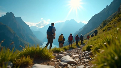 Mountain Trail Hiking With Diverse Group Outdoors