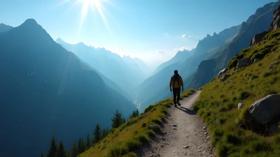 Mountain Trail Hiking With Lush Greenery